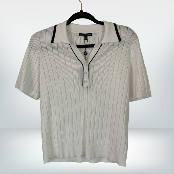 NWT Adrianna Papell Textured Knit Polo Top, Size M - Picture 2 of 10